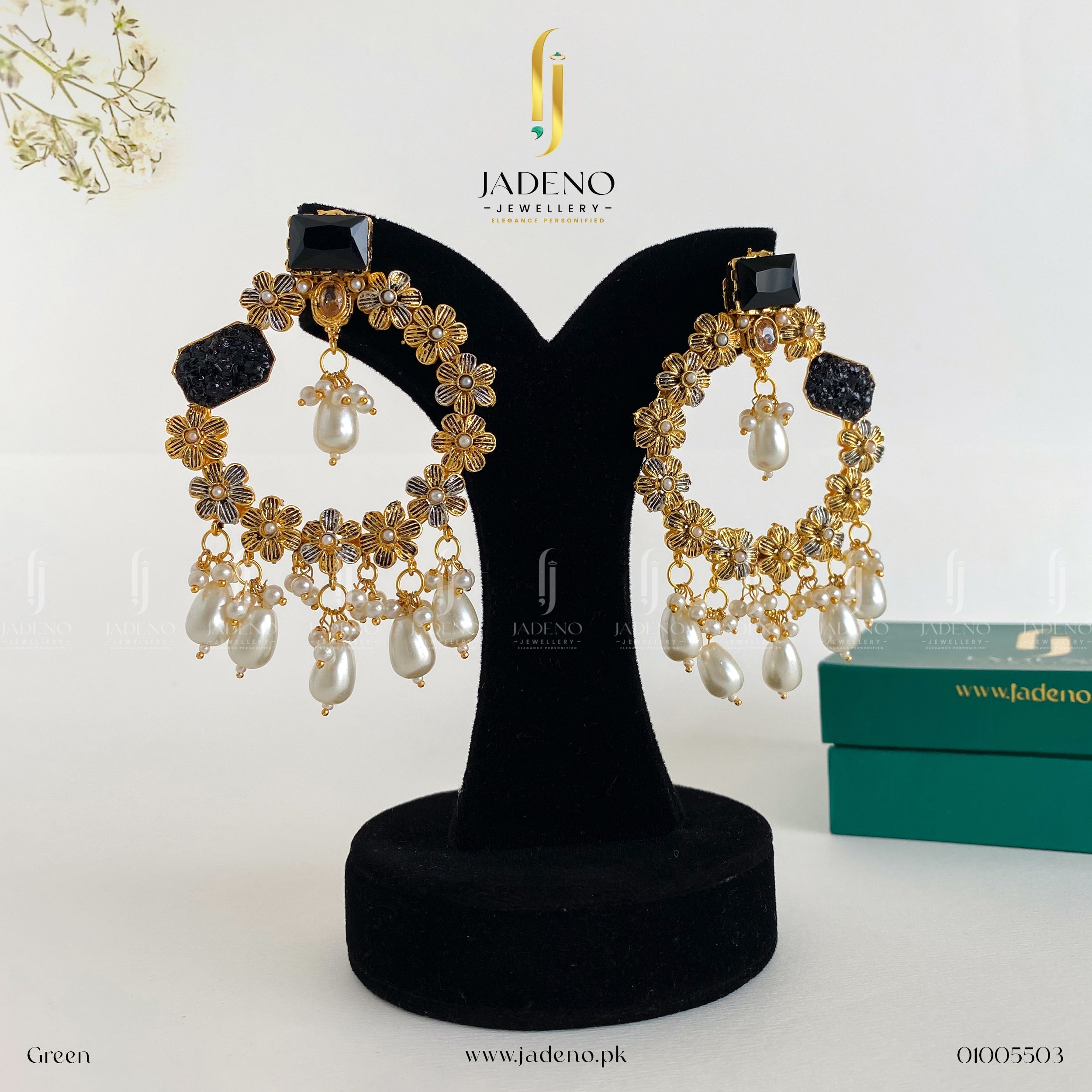 Buy Designer's Crafted Crush Stones Earrings Online in Pakistan | Jadeno.pk