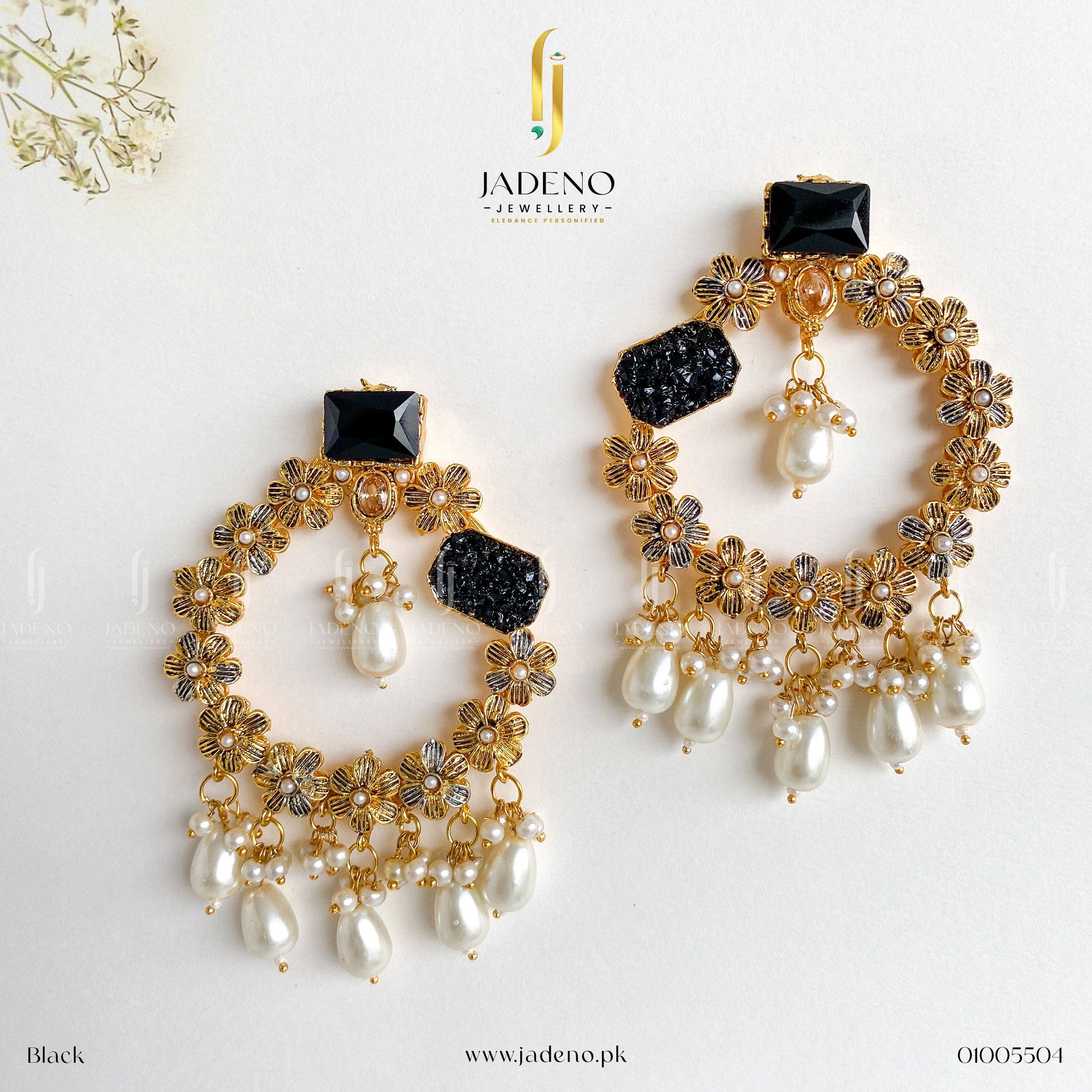 Buy Designer's Crafted Crush Stones Earrings Online in Pakistan | Jadeno.pk