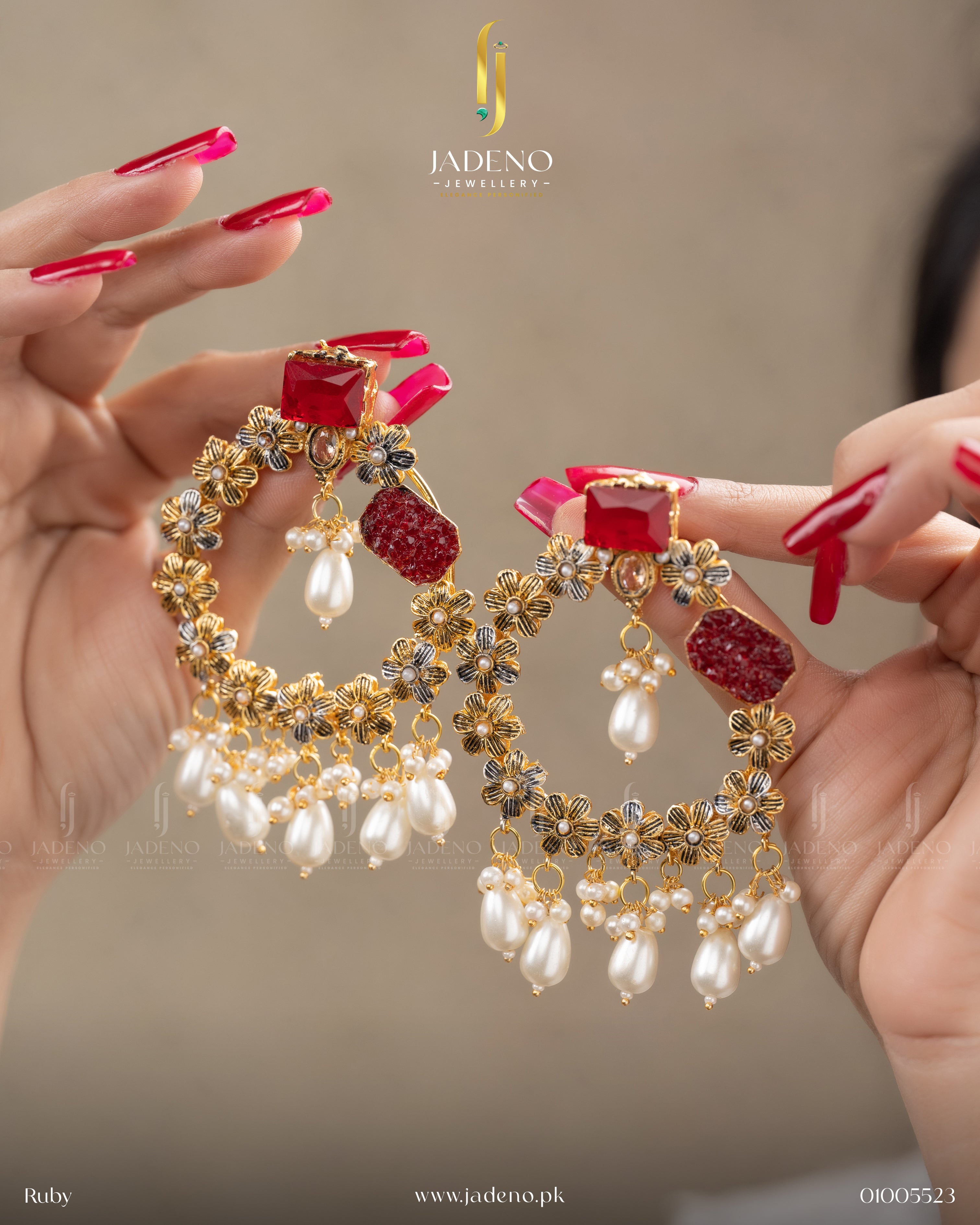Buy Designer's Crafted Crush Stones Earrings Online in Pakistan | Jadeno.pk