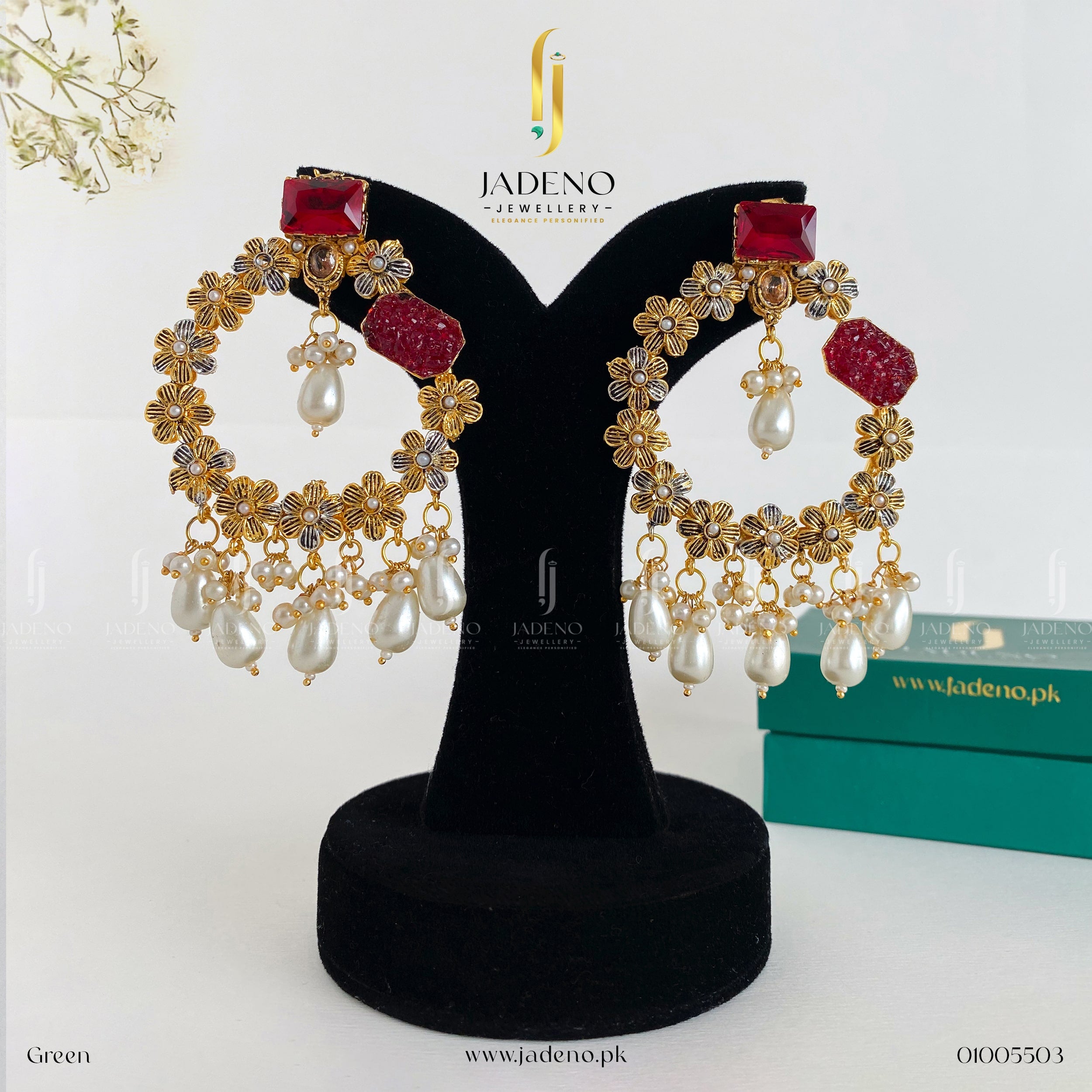 Buy Designer's Crafted Crush Stones Earrings Online in Pakistan | Jadeno.pk