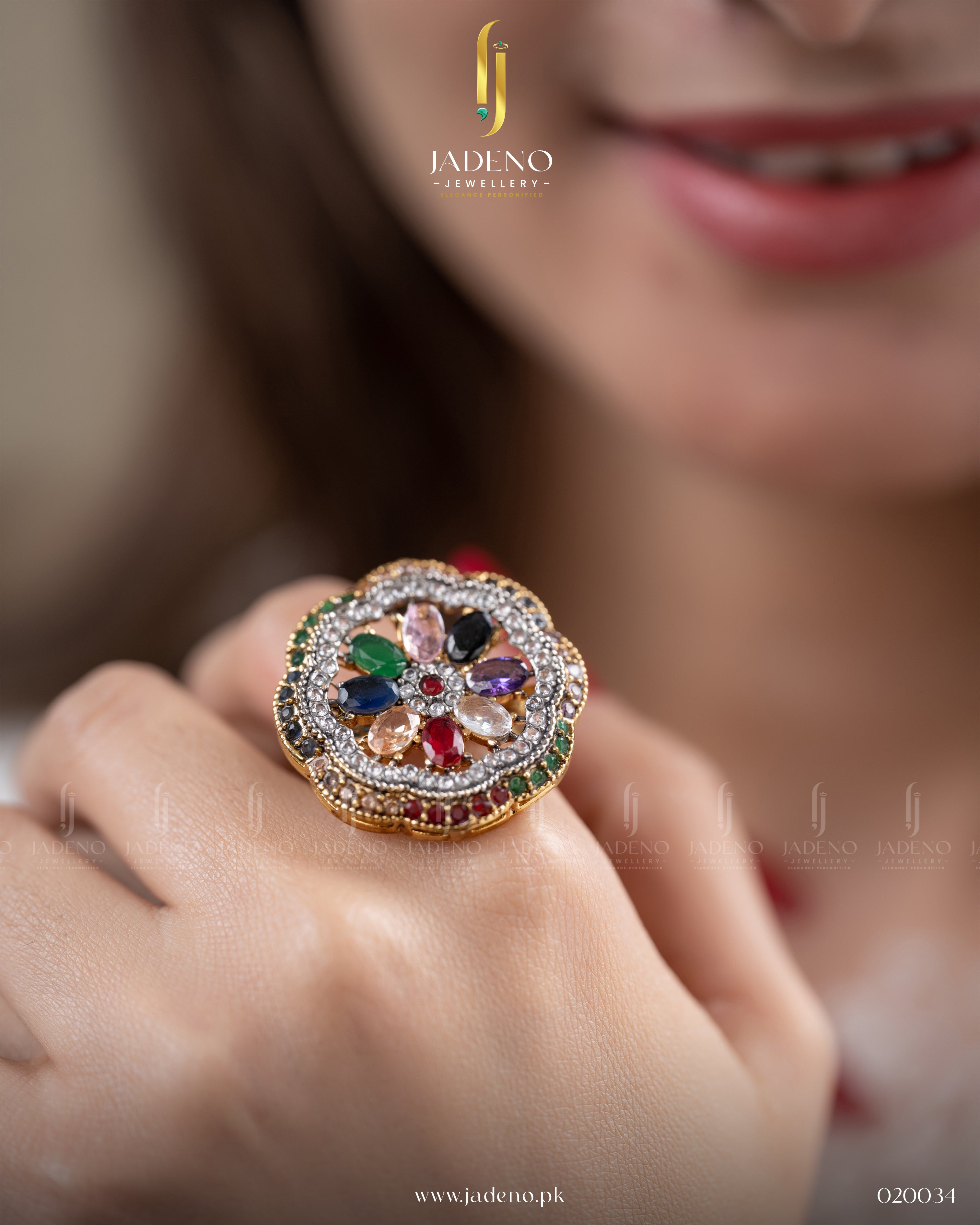 Buy Real Multi Zircon Gold Plated Ring Online in Pakistan