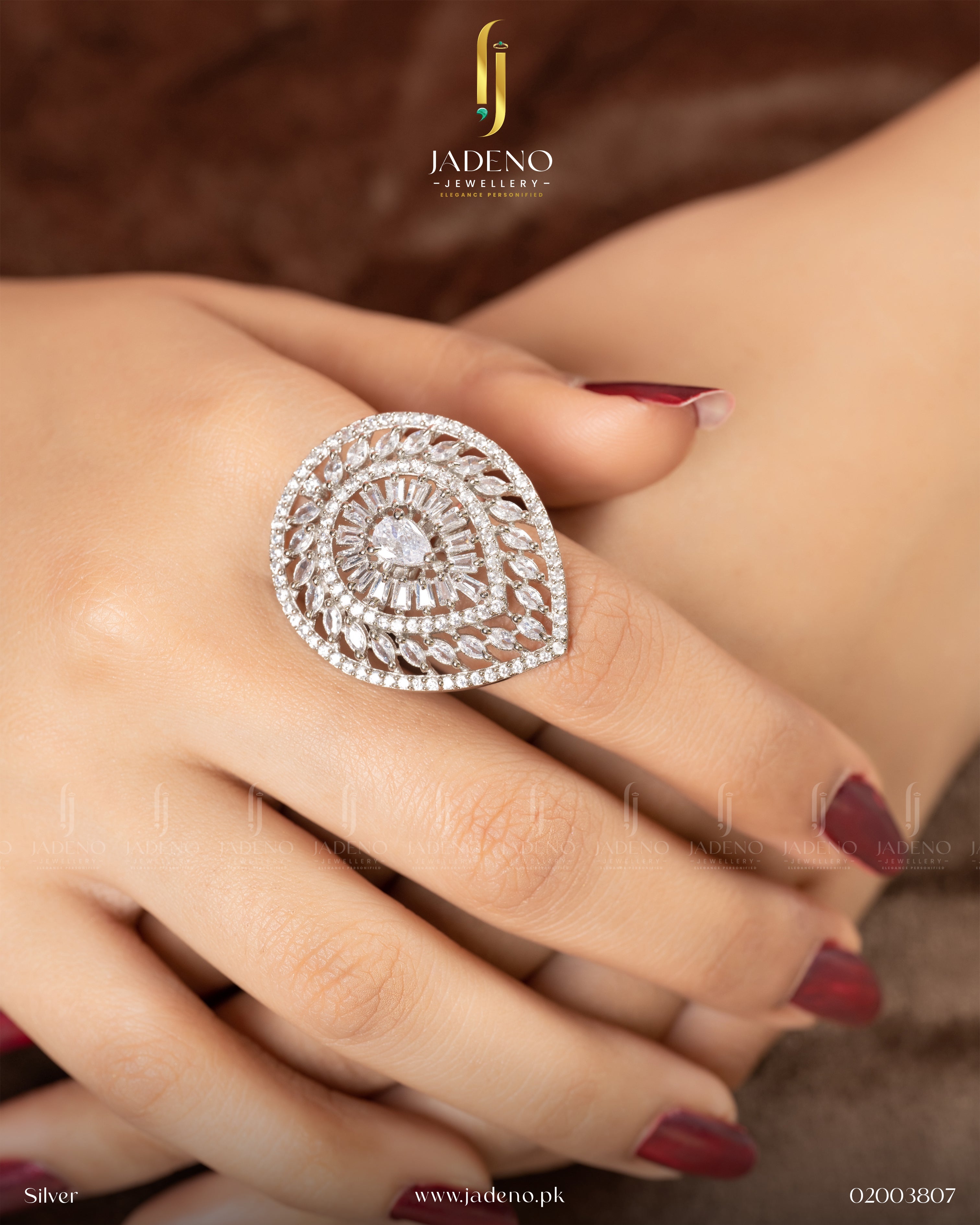 Buy Diamond Cut Silveria AD Zircon Adjustable Ring Online in Pakistan