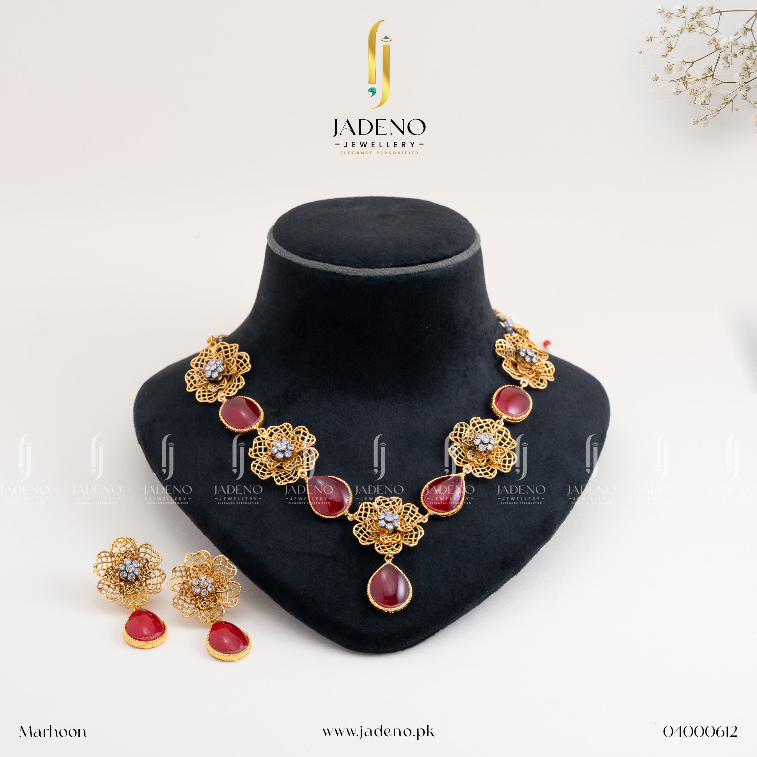 Buy Designer's Crafted Gold Plated Blue Moon Necklace Set Online in Pakistan | Jadeno.pk