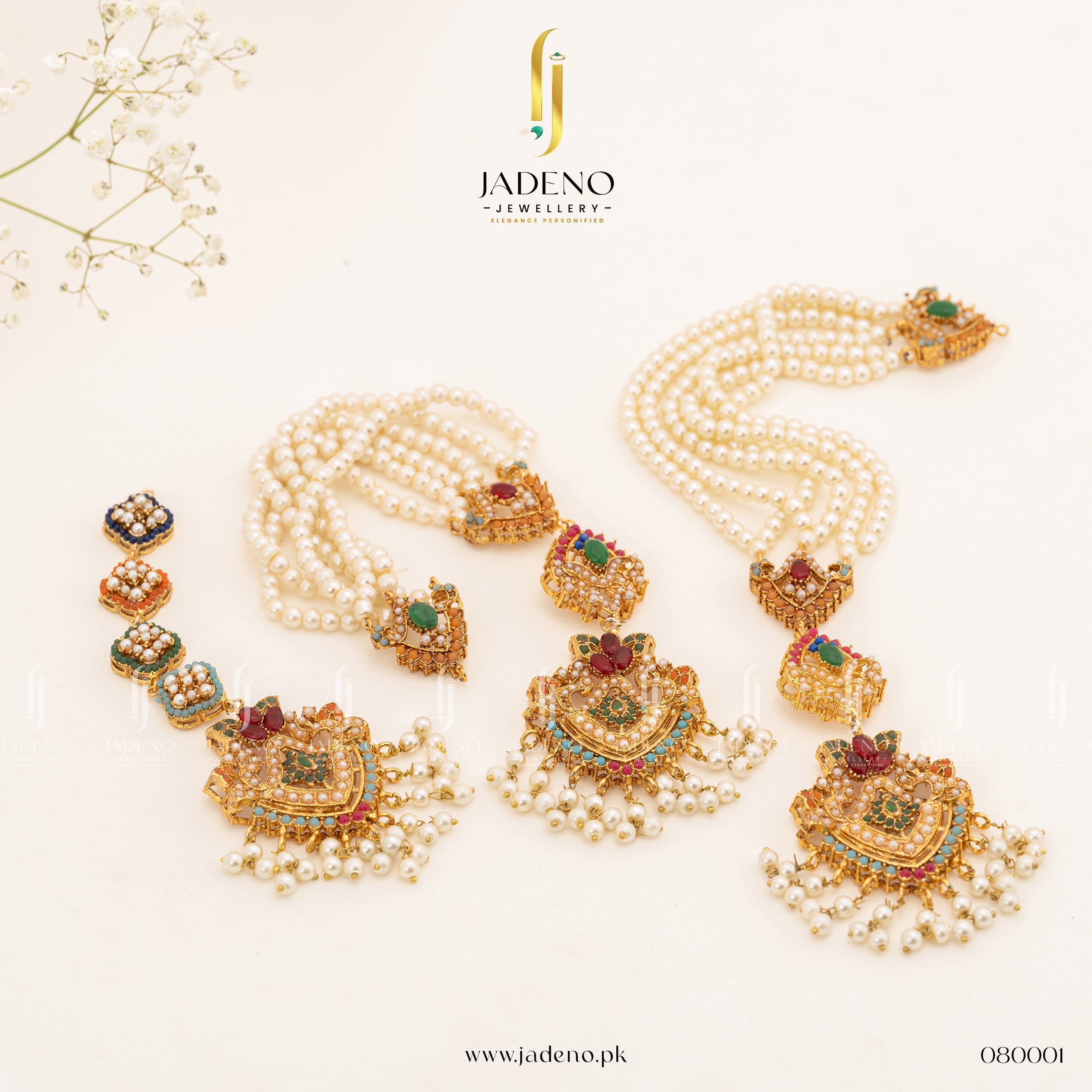 Nauratan Maang Tikka & Earrings Set