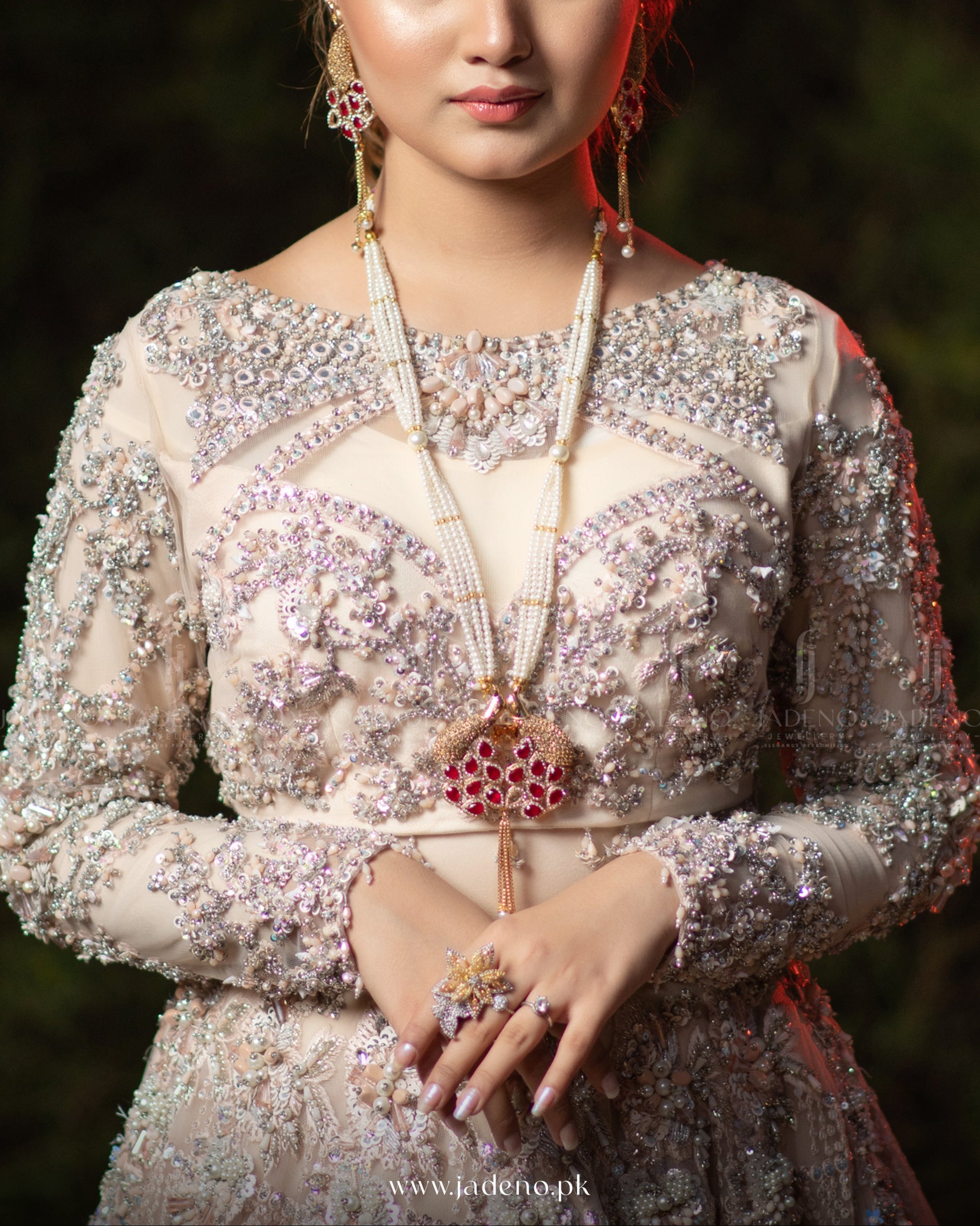 Rabeeca peacock mala with peacock earrings