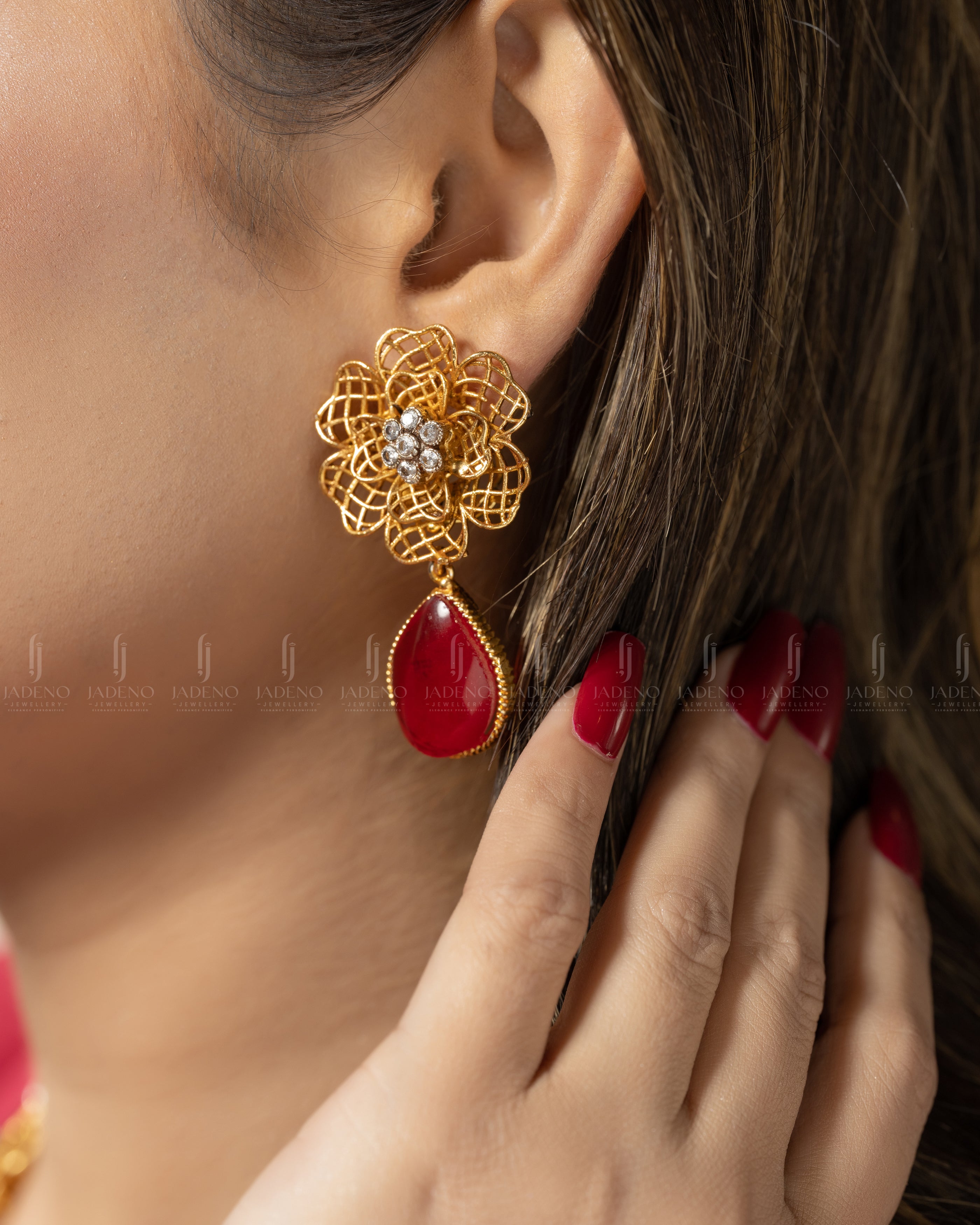 Buy Designer's Crafted Gold Plated Blue Moon Necklace Set Online in Pakistan | Jadeno.pk